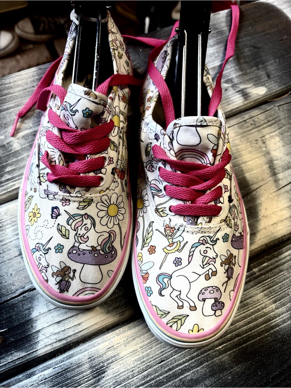 Unisex Vans sneakers with unicorns, mushrooms, and flowers size size W5
